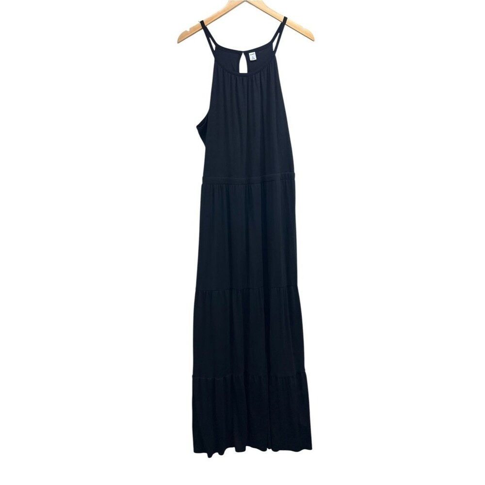 Old Navy Black Sleeveless Knit Maxi Dress Elastic Waistband Womens XL Tall